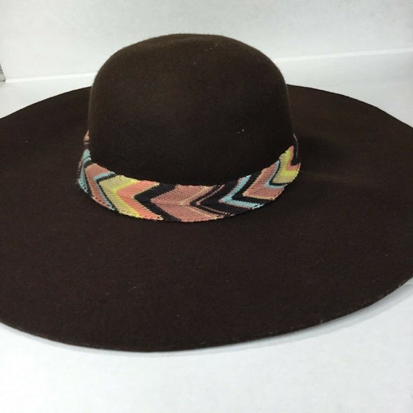 Missoni for Target Women's Floppy Brown 100% Wool Felt Hat Boho Hippy Zig Zag - Picture 5 of 5